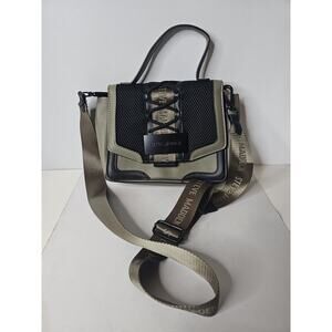 Steve Madden BDALI Purse Gray/Black Satchel Mesh Faux-Leather Crossbody